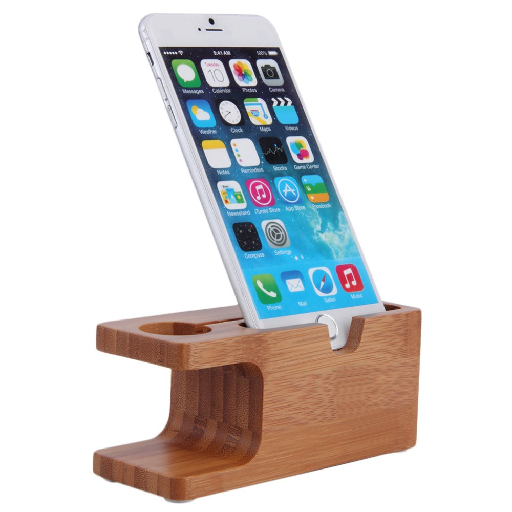 Premium Bamboo Wood Charging Station For Apple Watch and iPhone