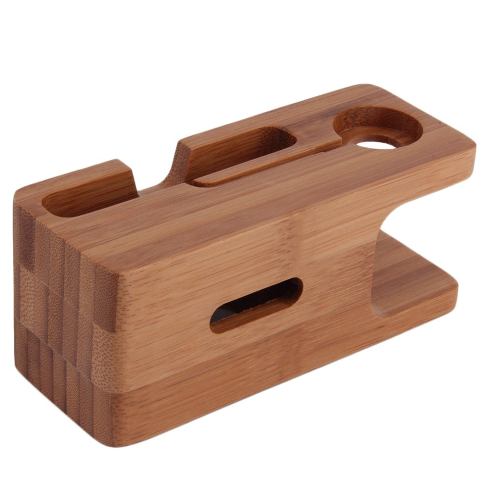 Premium Bamboo Wood Charging Station For Apple Watch and iPhone