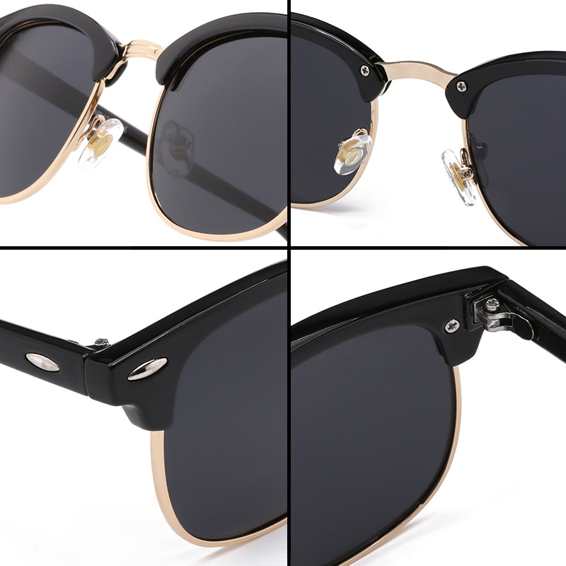 Half Metal Sunglasses - Mirrored Lenses