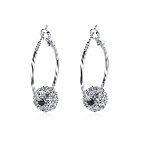 Swarovski Crystal Pave Ball 3mm Hoop Earring for Women